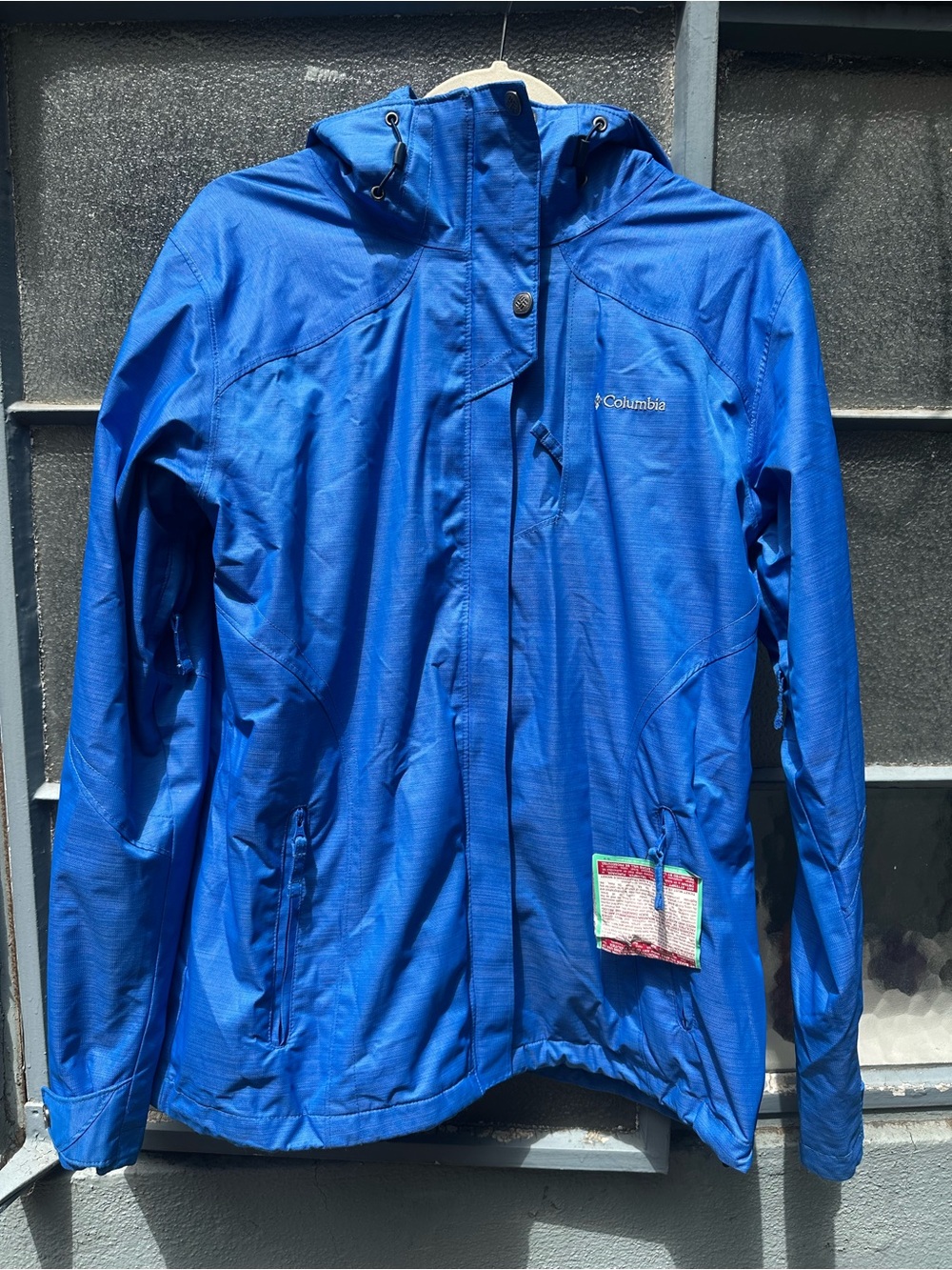 Columbia Women’s Blue Hooded Ski Rain Jacket Hiking Windbreaker Outdoor Shell